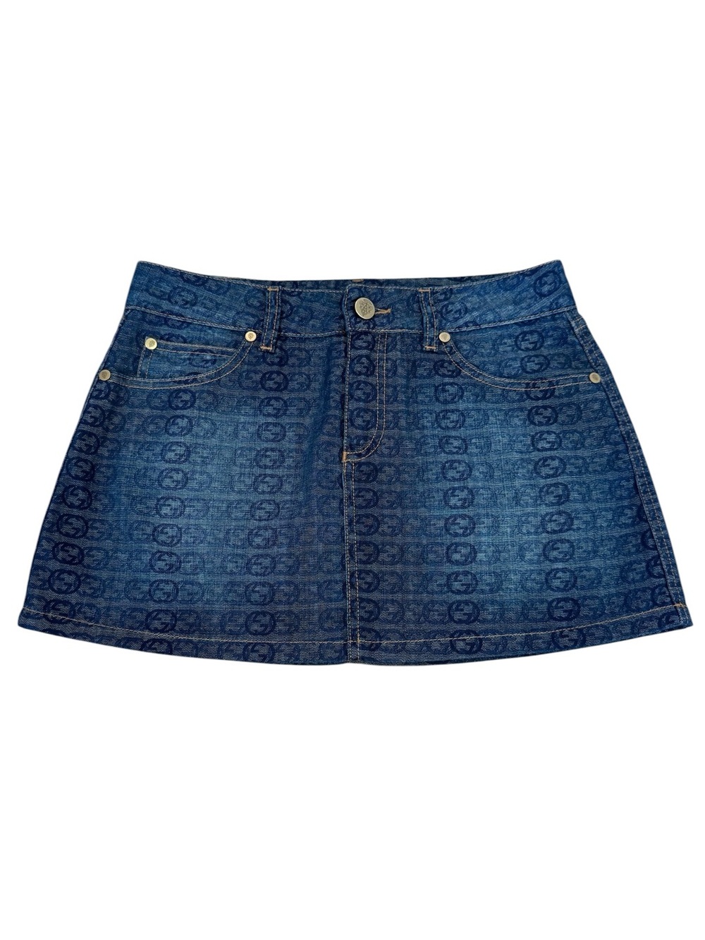 Vintage Gucci 2006 Interlocking G Monogram Denim Mini Skirt